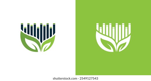 Logo combination of leaves and music