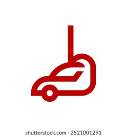 a logo combination of a letter or alphabet or number with the car in red color