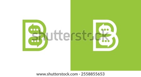 Logo combination of letter B and speech bubble. Talking logo, chat logo, interaction logo