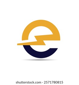 Logo Combination of Letter E and Lightning and Power Symbol. Strong, Modern and Sophisticated.