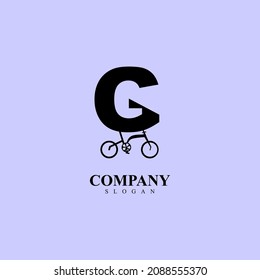 Logo combination letter G with bicycle. Simple logo vector