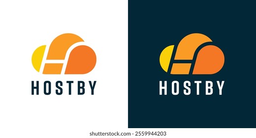 Logo combination of letter H and cloud, data logo and cloud