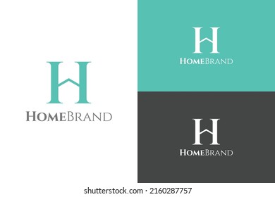 Logo combination of the letter H and the shape of the house