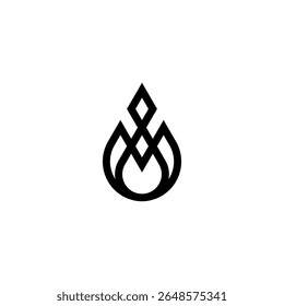 O logótipo é uma combinação da letra "M" estilizada com uma gota de água ou um elemento coroa. A parte inferior do logotipo tem uma curva suave, enquanto a parte superior apresenta uma forma de diamante ou joia.