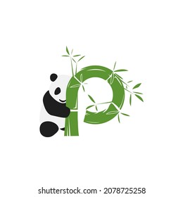 Logo combination of letter P and panda