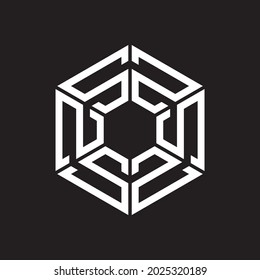 Un logotipo con una combinación de la letra S y una forma hexagonal y puede considerarse como la letra S y el número 2 en un estilo de monograma