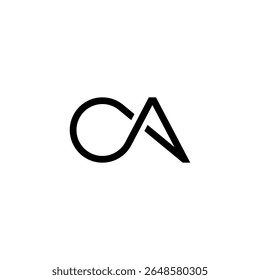 The logo is a combination of the letters "C" and "A". Seamlessly integrated, where the letter "A" looks like an extension or part of the letter "C" which forms a stylish infinity symbol.