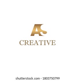 combinación de las letras A y S. diseñado en color dorado
