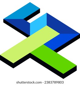 Logo combination of letters T and S in isoetric