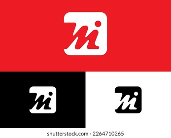 Logo combination of M and I alphabet with square logo style in minimalism look 