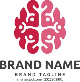 logo combination made from brain with together community logo, brain logo template.