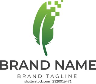 logo combination made from feather and technology logo.