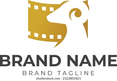 logo combination made from a film logo with negative space of RAM logo, RAM film logo template.