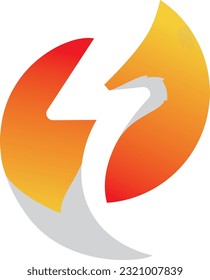 logo combination made from fox with negative space of bolt or energy or electric logo, logo template.
