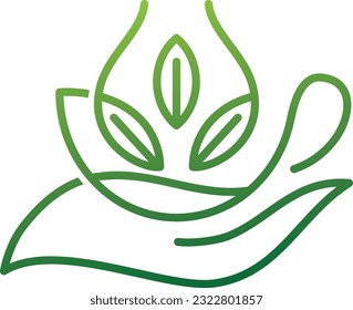 logo combination made from minimalist line hand with a cup of tea logo, tea logo template.