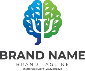 logo combination made from psychology and tree logo, psychology logo template.