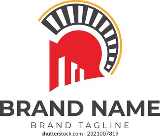 logo combination made from spartan helmet with round table in casino logo, logo template.