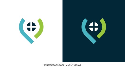 Logo combination pin or folder with home window, and negative space letter P