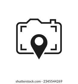 Logo combination of a place point and camera icon. Vector illustration. EPS 10.