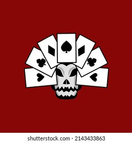 Logo, eine Kombination aus Poker und Schädel, die ein einfaches und gutes Logo wird