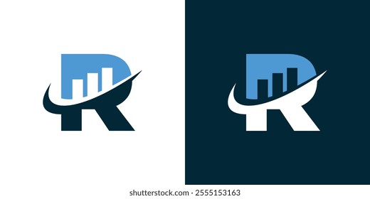 Logo combination of R and bar increased, accounting logo with the initials R