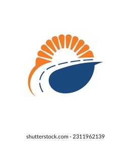 Logo Combination Road And Sun, road construction logo road maintenance creative sign concept.