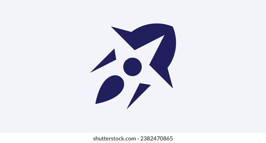 logo combination of a rocket shape with a star.