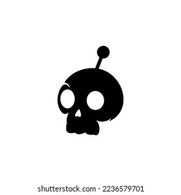 Logo combination of skull head with robotic antenna technology