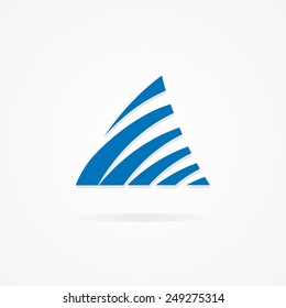 Logo combination of a triangle and waves