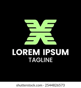 Logo de una combinación de alas y la letra x
