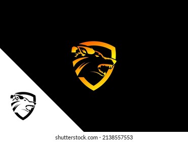 logo combination wolf and shield
