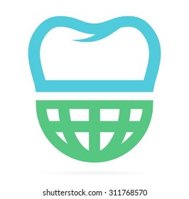 Logo combination of world and tooth