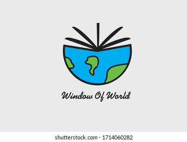 logo combine book and earth, world blue and green colors