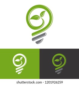 logo combined between lamp and leaf image