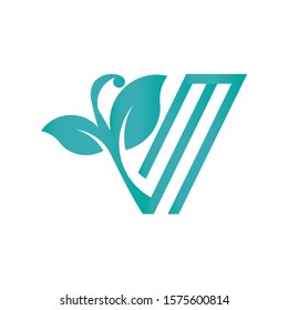logo combined with the letter v and plants
