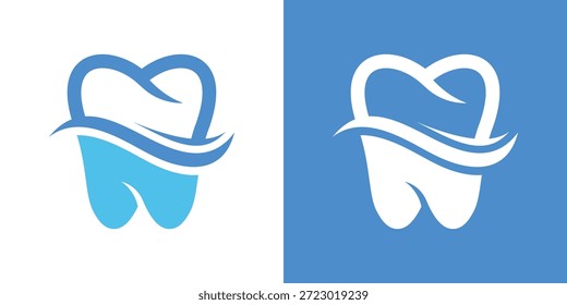 El logotipo combina un elemento dental y una onda en un diseño de doble significado. El diente simboliza el cuidado y la confianza, mientras que la onda representa la frescura y el flujo, creando una identidad de atención médica limpia, moderna y amigable.