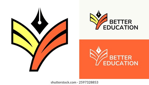 The logo combines elements that symbolize learning, knowledge, and education. The open book illustrates the pursuit of knowledge. The pen nib reinforces the idea of academic excellence.