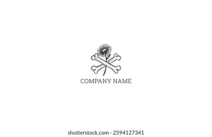 The logo combines a flower with crossed bones, representing a unique contrast between life and death concepts.