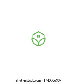 the logo combines leaves and house
