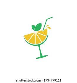 The logo combines lemons, straws and leaves to form drinks in a glass

