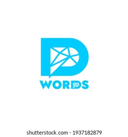 Das Logo kombiniert: den Buchstaben "D", das menschliche Gehirn, Feedback, digitale Elemente und neuronale Verbindungen.  Vektorgrafik. 