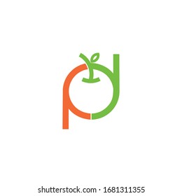 el logotipo combina las letras p y naranja
