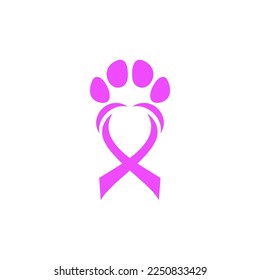 the logo combines a ribbon to form a heart and a simple and simple dog paw,logo,graphic designs,illustration,icon,vector,silhouette,line art,monogram,for business

