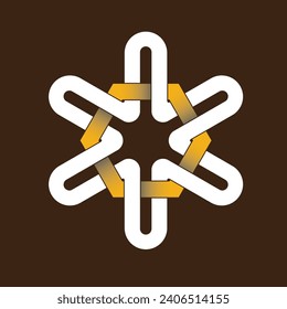 The logo combines a ring and a rope, very simple with yellow gold and white colors