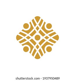 The logo combines: yurt, shanyrak, table and people. Vector. 