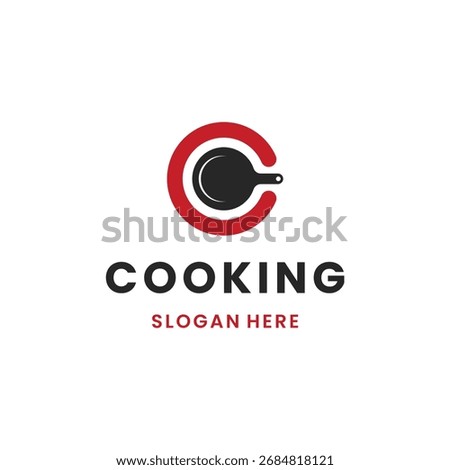 Logo combining a frying pan and the letter C, ideal for cooking classes or restaurants.