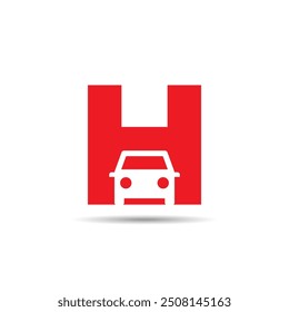 A logo combining the initial "H" with a car in the negative space cleverly integrates the vehicle's silhouette within the letter, symbolizing innovation and automotive expertise.