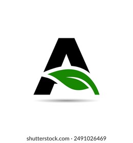 The logo combining the letter "A" and a leaf symbolizes nature, growth, and sustainability, ideal for environmental, agricultural, health, and wellness brands.