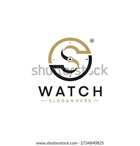 Logo combining the letter s and a watch