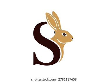 Logo combining a stylized rabbit head with a large letter S on a white background